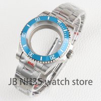 40mm Ice blue Ceramic Bezel Watch Case Fit SUB GMT Nh34 Nh35 Nh36 Movement 28.5mm Dial Stainless Steel Oyster/Jubilee Bracelet