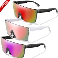 AliExpress NONE 3 Pairs Fishing Sunglasses Men and women Square Oversize Windproof Shades with UV Protection for Outdoor Cycling Hiking