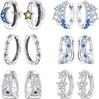 MISEFF S925 Sterling Silver Earring Star Moon Sun Milky Way Earrings Fashion Jewelry For Women Birthday Valentine's Day Gifts
