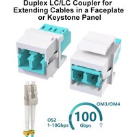 VANDESAIL LC Fiber Optic Keystone Coupler Jack | UPC Duplex, OM3/OM4 Compatible, LC to LC Multimode Fiber Coupler