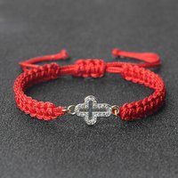 Prayer Jesus Cross Rope Bracelet Braided Black White Thread Lucky Bracelet Adjustable Yoga Healing Bangle Christian Jewelry Gift