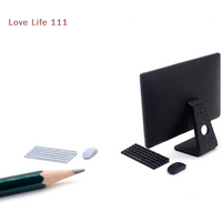 New 1:12 Dollhouse Miniature Mini Desktop Computer Mouse And Keyboard Furniture Home Model Decor Toy Doll House Accessories