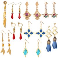 Game Genshin Impact Earring Tartaglia Hu Tao Venti Kaeya Alberich Aether Qiqi Keqing Cosplay Clip Earrings Foe Fans Jewelry Gift