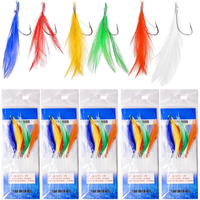 5Packs=30pcs Feathered Fishing Bait Rig Fishing Lure 6-in-1 String Fishing Hooks Bass Perch Rig Mackerel Bait Saltwater rigs