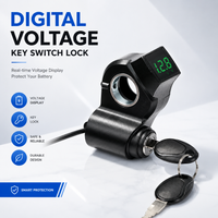 E-Bike Scooter Ignition Key Switch with Digital Voltage Display, Handlebar Mount Lock for 24-60V