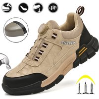 Men's Steel Toe Safety Shoes Anti- Crush And Piercing Fashion Button Style Anti-Slip Work Boots Men's Safety Footwear