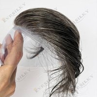 Natural 0.02mm Vloop Super Thin Skin Base 80%Density Invisible Hairline Replacement Proth Light Brown Grey 1b30 Mens Wigs Toupee