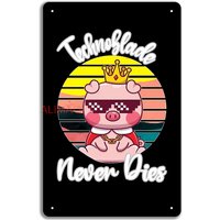 TECHNOBLADE NEVER DIES Poster Metal Sign Plaque Funny Home Cave Garage bar Wall Decoration 8 x 12 inch nice