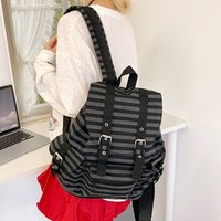 Retro Y2k Casual Gestreiften College Rucksack Koreanischen Stil Schule Tasche Große Kapazität Vielseitige Bookbags Freizeit Kpop Mädchen Frauen Tasche