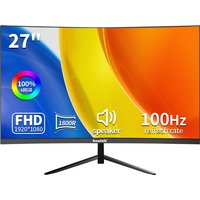27-Zoll-Curved-Monitor, FHD 1920×1080, 100 Hz, 1800R-Curved-Bildschirm, integrierter Lautsprecher, Adaptive-Sync, VESA-Halterung, Desktop-Monitor für Büro, Zuhause und Gaming