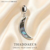 Dangle Charm Colorful Shell Moon Europe Fine Jewelry For Women Romantic Gift In 925 Sterling Silver