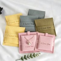 20/50/100Pcs 8x8cm Microfiber Jewelry Pouch for Ring Earrings Necklaces Packaging Custom Logo Velvet Flap Bag With Insert Card