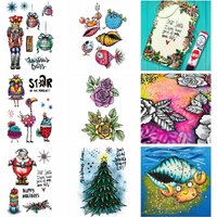 5.9x8.3 inch Clear Stamps Santa Claus Critter Flower Tree Crab Fishes Pattern for DIY Scrapbooking Paper Card Decor Making
