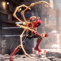 Fondjoy Marvel Stalowy Spider-Man, ruchomy model plastikowy do składania, figurka akcji, dekoracja na biurko, prezent dla fana kolekcjonerskiego.