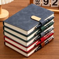 Vintage A5 Faux Leather Soft Cover Notebook With Exquisite Bookmark, Lightweight Daily Writing Journal With 2 Black Pens