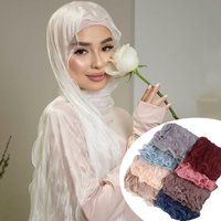 Fashion Solid Color Silk Scarf Ruffled Edge Shining Sunscreen shawl Soft Chiffon Chiffon Hijab Veil Outdoor Head Wrap