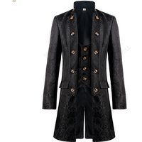 Men Victoria Edwardian Steampunk Trench Coat Frock Outwear Vintage Prince Overcoat Medieval Renaissance Jacket Cosplay Costume
