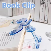 1pcs Transparent Plastic Book Clip with Stand Reading Aid Fixed Book Clip File Bookmark Stationery School Supplies