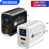 PD 20W USB Type C Charger Fast Charging Digital Display Phone Charge Adapter For iPhone Samsung Xiaomi Quick Charge Wall Charger