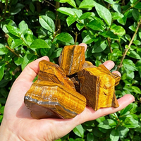 Natural Raw Tiger Eyes Crystal Stone, Rough Tiger Eye Gemstone, Gold Tiger Eyes Rocks for Crystal Healing Meditation Reiki Stone