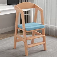 Solid Wood Children's Comfortable Dining Chair Liftable Student Chair Children's Adjustable Seat Free Lifting and Anti-dumping