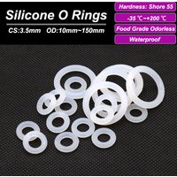 10/50Pcs White Silicone VMQ O-Ring Gasket CS 3.5mm OD10~150mm Food Grade Waterproof Washer Nontoxic Silicone Rubber Sealing Ring