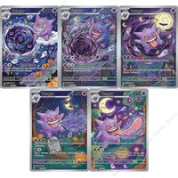 5Pcs Pokemon Cards Gengar Children Hand Drawn Painting Art Anime Trading Cards Game Hobby PTCG Collection Pokemon Cards Toy Gift