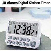 10-Alarms Digital Kitchen Timer 99 Hours Countdown Clocks Mute/Vibration Magnetic Alarm Clock Table Timers for Cooking Studying