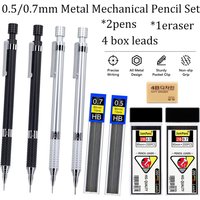 Creative 0.5/0.7mm Metal Automatic Pencils Set with Refill Lead,1Eraser,Mechanical Pencil Sketching School Writing Stationery