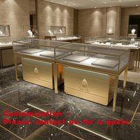 custom.Premium Jewelry Display Cabinet Lockable Glass Showcase Custom Stainless Steel Gold Rack Retail Store Mall Furniture