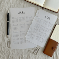 2026 A5/A6 Loose Leaf 6 Holes Calendar Separator Page Durable Transparent PP Frosted Material for Planner Time management