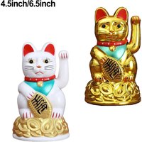 Chinese Lucky Waving Cat Beckoning Maneki Neko Gold Fortune Feng Shui Mascot Bringing Wealth-Good Fortune For Home Office Decor