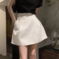 Xpqbb Korean Style White Mini Skirt for Women Streetwear High Wiast Puffy Short Skirts Ladies All-Match Simple A-line Y2K Skirt
