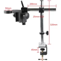 Adjustable Rotatable Desktop Clamp Industrial Video Stereo Microscope Camera Stand Holder Bracket Arm + 50mm 76mm Focusing Ring