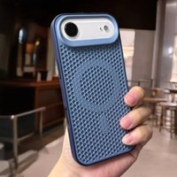 Luxury Dissipate Heat Cooling Magnetic Phone Case For iPhone 17 Air 16 15 14 13 Pro Max For Magsafe Shockproof Breathable Cover