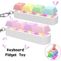 Keyboard Fidget Toys with LED Light Silent and Loud Keyboard Keychain Sensory Toy for Anxiety Stress Relief Autism