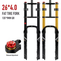 26*4.0 Fat Tire Forks Double Crown Snow Beach Bike Fat Tire Bicycle Air Suspension 135MM QR Fatbike Shock Absorber 180mm Travel