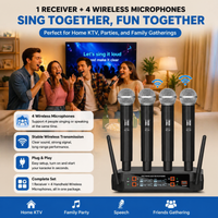Yamnweo K8 1TO4 UHF-Funkmikrofon, geeignet für Übertragungen über große Entfernungen bis zu 165 Fuß, mit stabilem Signal und ohne Frequenzinterferenzen. Es ist ein dynamisches Handmikrofon, speziell