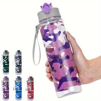 1pc 750Ml Outdoor Sports Water Bottle, Camouflage Style Theme Print, Suitable for Outdoor Activities, Running, Fitness, Riding