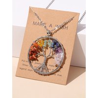 AliExpress buy bao ji JD Natural Crystal Seven Chakras Gravel Stone Tree Of Life Pendant Necklace Women Men Fashion Healing Stainless Steel Choker