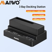 MAIWO 3 Bay SSD HDD Docking Station SSD NVMe M.2 with Offline Clone 10Gbps USB 3.2 Type-C Gen2 M.2 & SATA HDD External SSD Case