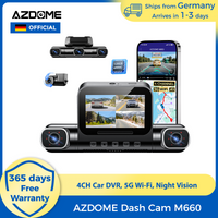AZDOME 4CH Dashcam M660-DE 2K+3*1080P Eingebautes GPS 5G WLAN Auto-DVR Sprachsteuerung IR-Nachtsicht 24H Parküberwachung 128GB eMMC