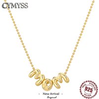 Original 925 Sterling Silver 18K Gold Plated Starlight Mom Letter Necklace Y-shaped Necklace for Women Jewelry Birthday Gifts