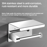 Stainless steel roll paper holder Toilet toilet paper non-punching bathroom tissue box Toilet storage tissue holder Wall mounted