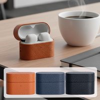 Genuine Leather Fine Grain Case for sony WF-1000XM6 - Wireless Earbuds Protective Cover Accessories