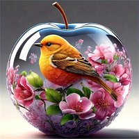 Huacan DIY Diamond Painting Animal Bird Full Diamond Mosaic Fruit Apple Handmade Christmas Gift Wall Decoration