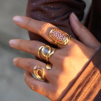 Stainless Steel Minimalist 18K PVD Golden Plated Rings Chunky Jewelry High Quality Charm Stylish Boho Leopard Golden Jewelry