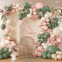 102 Sage Green Pink Balloon Arch Set with Metal Ivory White Balloons for Bohemian Baby Balls Bridal Showers Gender Reveal Party