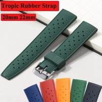 20mm 22mm Tropical Soft Sport Silicone Watch Band Rubber Strap for Oris for Seiko for Citizen Rubber Tropic Smart Watch Straps