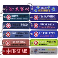 Medical Disease Slogan Key Ring Embroidery Key Fobs Holder Key Tag Key Chain for Motorcycles Jet Tags Nurse Doctors Gifts